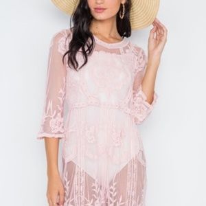 Floral Embroidery Tunic Dress swim suite coverup